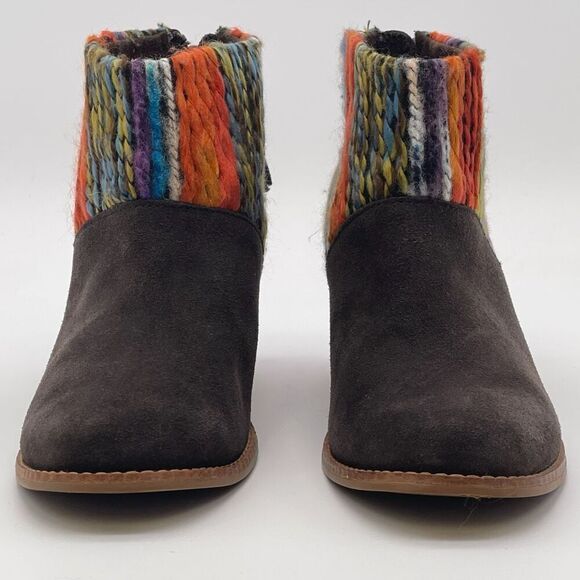 Toms Shoes - TOMS Ankle Boots Women's 6 Chocolate Brown Leila Suede Shoes Striped Tassel EUC
